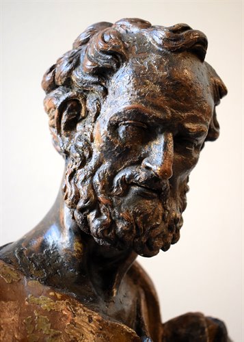 "Saint Peter" Bronze and terracotta sculpture